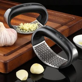Garlic Ginger Press Rocker Squeezer, Handheld Crusher, Ergonomic Handle, Stainless Steel Mesh, Crush, Mince, Vegetables, Easy to use Easy to Clean, Effortless, Safe, Effective, Essential Kitchen Tool