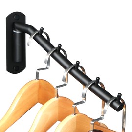 Mooche 180° Rotating Clothes Rail Hook, 27 cm Wall Hook with 180° Rotation, Space Saving Clothes Rail, Black