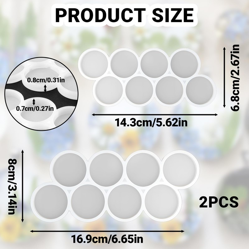 16 Cavity Set of 1.25'' 1.5'' Shiny Flat Circle Silicone