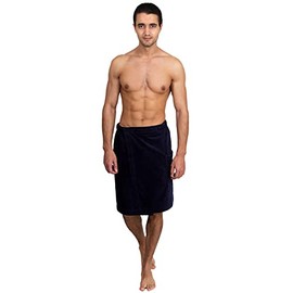 TowelSelections Cotton Terry Velour Bath Towel Shower Wrap for Men Made in Turkey Medium/Large Navy