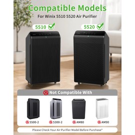 Mbetter 5510 5520 Replacement Filter Q Compatible with Winix 5510 5520 Air Purifiers, 5510 Replacement Filter and Activated Carbon Filter Combo for Dust Pollen Pet Smoke, Part# 1712-0123-00, 2 Pack