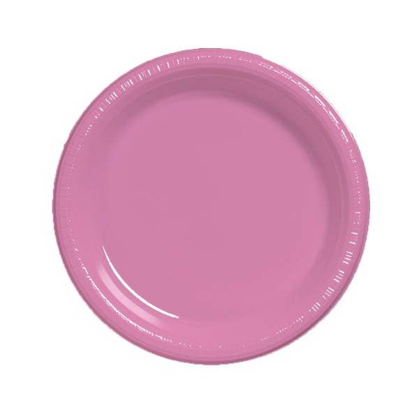 Creative Converting 20-Count Touch of Color Plastic Banquet Plates, Candy Pink
