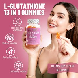 Gomitas Wins Town L-glutatión 13 en 1 de 1200 mg, veganas, 60 unidades | Apoya la piel de aspecto saludable, reducción de arrugas, antienvejecimiento,