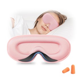 ENNSOO Sleep Mask for Side Sleeper Women Men, Eye Mask for Sleeping Light Blocking, 3D Contoured Cup Sleeping Mask, Soft Breathable Sleep Eye Mask with Adjustable Elastic Strap for Airplane Nap, Pink