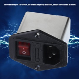 Electromagnetic Interference Filter, Compact Stable Reliable Suppressing Noise Supply Noise Suppressor Power EMI Filter AC 115 250V 50 60 HZ Supply for Laboratory Equipment