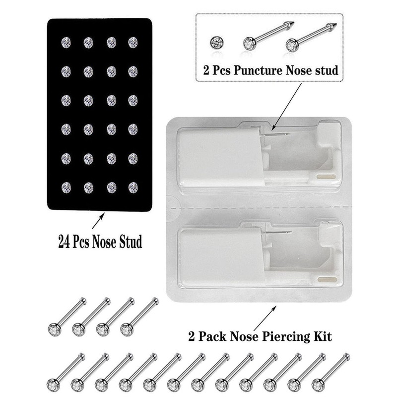 Nose Pierce Kit, Disposable Safe Piercing Kit, Nose Stud Pierce