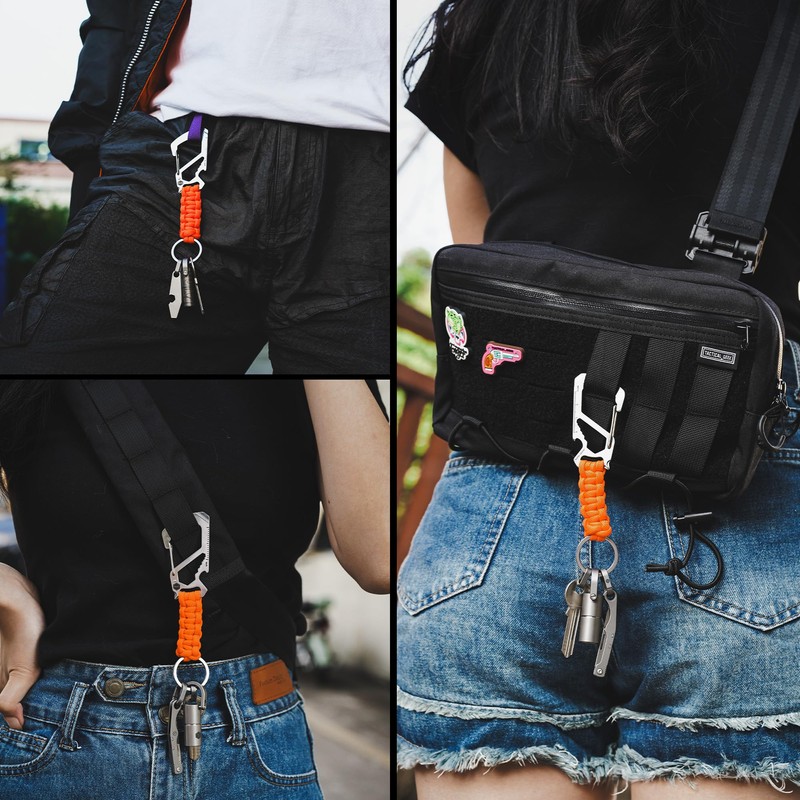 KeyUnity Carabiner Paracord KC00 Keychain Multifunctional 【Ruler・Bottle Opener・Screwdriver・Wrench】 Braided Stylish