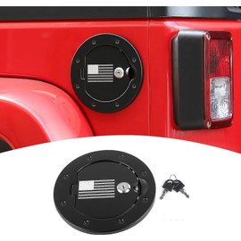 PDKLIN - Tapa de depósito de gasolina con bloqueo de puerta, accesorios compatibles con Jeep Wrangler JK JKU 2007-2017, estilo de la bandera de Estados Unidos, accesorios exteriores
