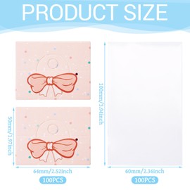Magibeads 100 Packs Pink Bowknot Jewelry Display Bags 3.94 x 2.36 Inches Clear Hanging Jewelry Storage Organizer Packaging Bags with Hole for Small Business Selling