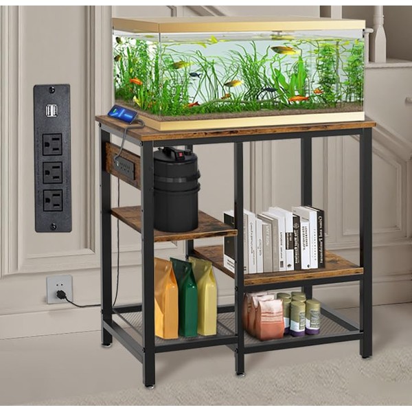 20-29-37 Gallon Fish Tank Stand with 3 Power Outlet 2