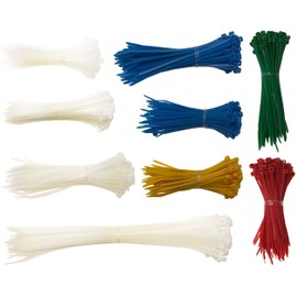 1000 x Cable Ties Assortment/Cable Tie Set Coloured Various Lengths and Colours 100 150 200 300 mm White, Green, Blue, Yellow, Red - Self-Locking