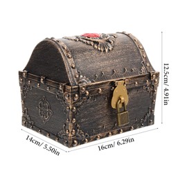 Yardenfun Small Vintage Treasure Chest with Lock and Key Pirate Treasure Box for Jewelry and Keepsakes Antique Style Storage Organizer