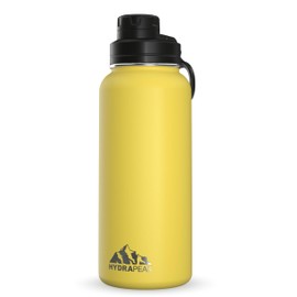 Hydrapeak 32oz Insulated Water Bottle with Chug Lid, Thermal 32 Oz, Metal, Leak Proof Stainless Steel with Handle (Lemon)