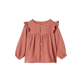Vertbaudet Girls Baby Flounce Blouse, antique pink