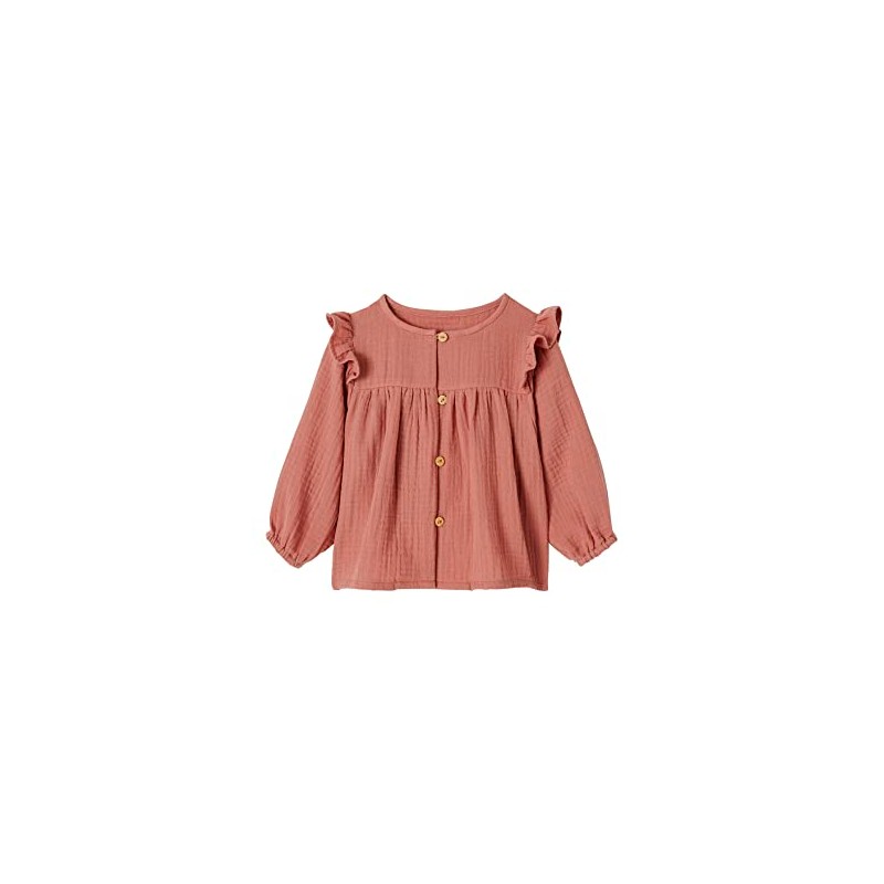 Vertbaudet Girls Baby Flounce Blouse, antique pink