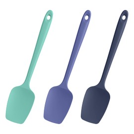 Heat Resistant Silicone Spoon Spatulas, Doosu 600°F High Temp Flexible Cooking Spoons Kitchen Spoonula Scratch-Proof for Mixing Stirring Scraping Serving Non-Stick Cookware (Set of 3, Multi-4)