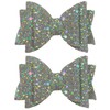 Grey Sliver Beautiful Glitter Hair Bows Clips Slides Grips for