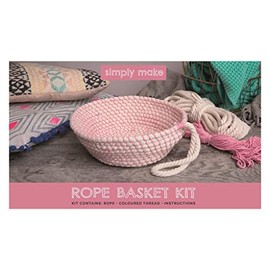 Simply Make Rope Basket Craft Making Kit, Set for Adults and Older Kids, Rope Basket Ideal for Home Storage, Decor, Kitchen, Hamper, Girls Bedroom, Desk Tidy, Great Presents for Birthday & Christmas
