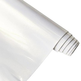 CALFOVERA 53 x 11.8 Inch 0.8mm White Smooth Holographic PU Leather Fabric Glossy Mirrored Faux Vinyl Sheet NEON Shiny Synthetic Leatherette Leather Roll for Earrings Bows Wallets DIY Projects