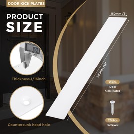 uxcell 2pcs Door Kick Plate, 6 x 36 Inches Aluminum Kick Plate Door Plate, 1.5mm (1/16 Inch) Thickness, for Exterior Front Door or Back Door, White