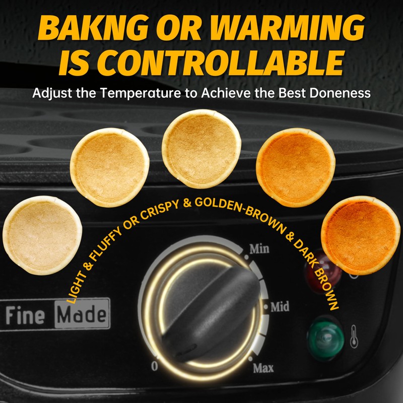 FineMade Non Stick Pancakes Maker Machine, Electric Poffertjes Pan with