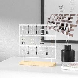 Julysky Earring Holder Organizer,Earring Holder Stand for Hanging Earrings,Earring Display Stand，Earring Organizer Stand，Earring Tree (White, 3 Layers)