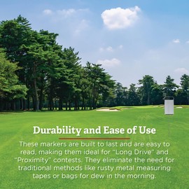 Deluxe Golf Proximity Marker Kit | Pack of 4 Weather-Resistant, Durable Markers | Easy-to-Read Double-Sided Cards for Tournaments & Contests