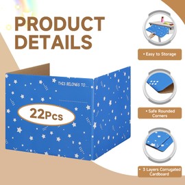 EARTHSON 22 Pack Desk Dividers for Students, Privacy Folder for Students, Privacy Boards, Test Divider Classroom Study Carrel Teacher Supplies, Blue