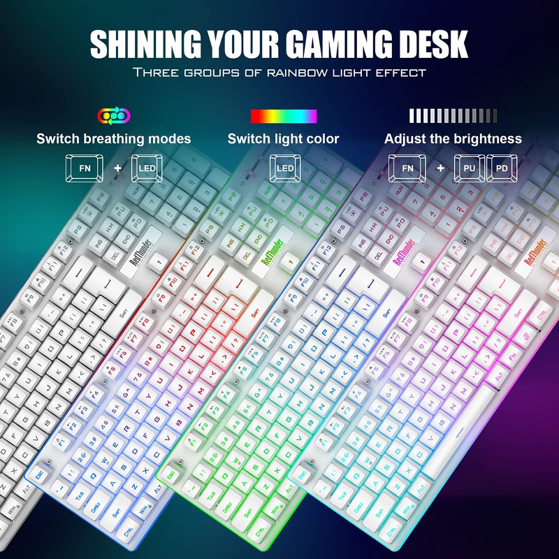 RedThunder K10 Wireless Gaming Keyboard and Mouse Combo, LED Backlit