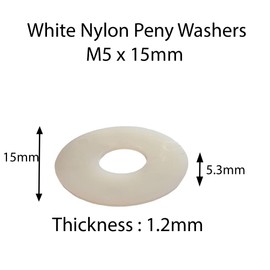 M5 x 15mm Nylon White Penny Washers Fender Repair Washer Mudguard DIN 9021 for M3 M4 M5 M6 M8 M10 M12 Screws (Pack of 20)