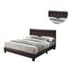 Poundex Twin Faux Leather Upholstered Bed, Brown