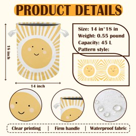 Cilrii Boho Sun Nursery Laundry Basket Hamper, Toybox for Girls Boys, Boho Smile Sunshine Waterproof Collapsible Storage Bin Organizer for Bedroom Bathroom Kids Room Dorm Clothes Toys Books