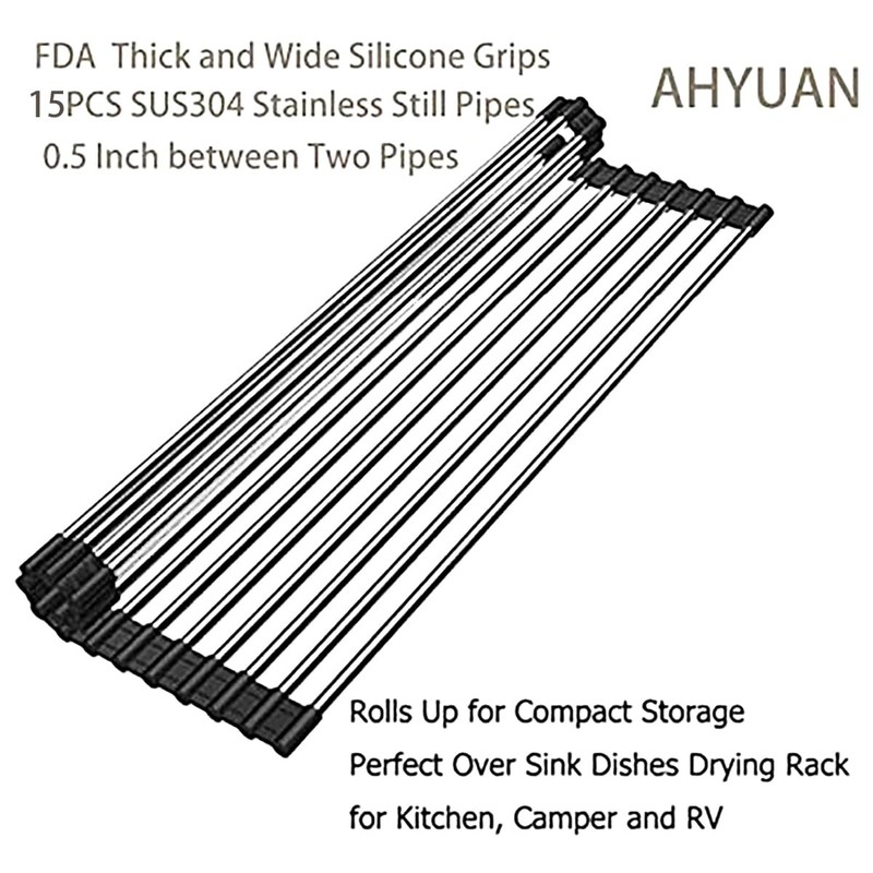 Ahyuan Roll up Dish Drying Rack Over The Sink Kitchen