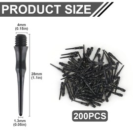 Ezydka Plastic Dart Tips, Pack of 200, Soft Dart Tips, Black Dart Tips, Soft Darts Accessories, Replacement Tip, Dart Tips for Improving Your Dart Skills