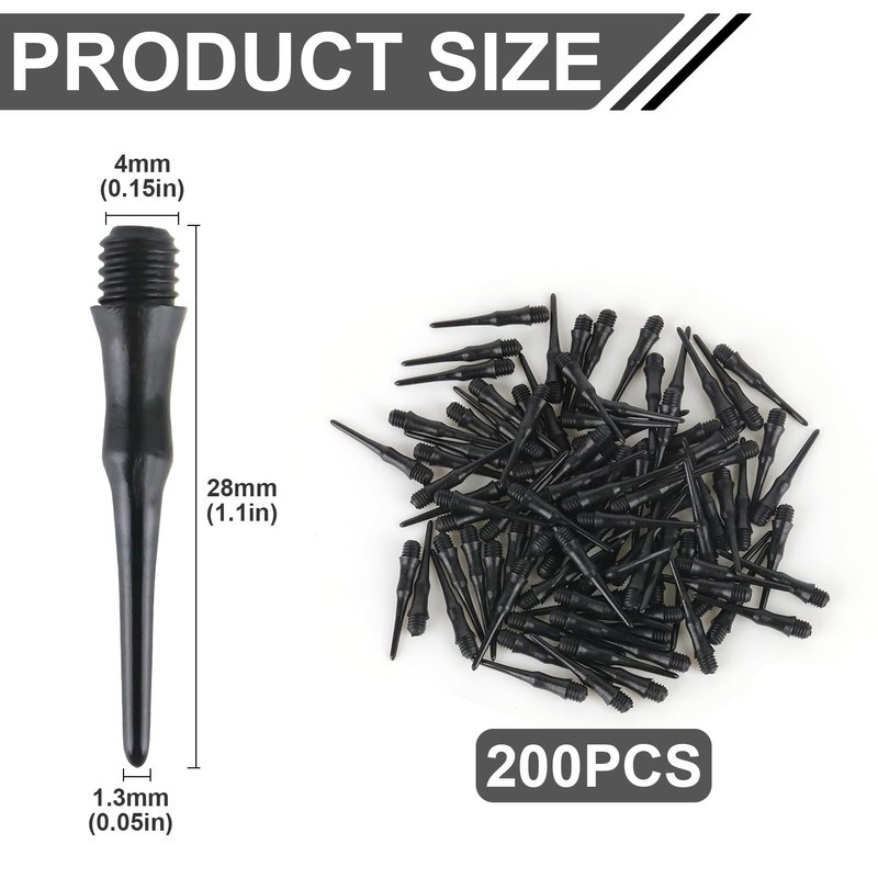 Ezydka Plastic Dart Tips, Pack of 200, Soft Dart Tips,