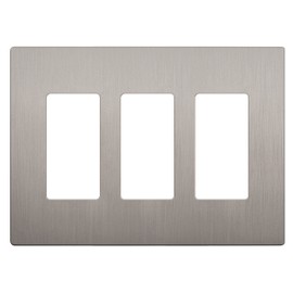 LIDER Brushed Finish Decorator Switch Cover, Screwless Wall Plate, Mid-Size 3-Gang 4.88" x 6.77", Unbreakable Polycarbonate Thermoplastic, UL Listed, LSWP-33M-BNK, Brushed Nickel