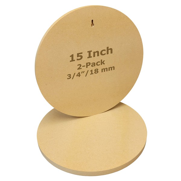 Studio Papilia 3/4" Thick Round, 15 inch 2-Pack | Smooth Unfinished Wooden Shape | Paint Pouring Panel | Wood Boards Crafts | DIY Plaque Cutout | Blank Sign Tray | Artist Painting | Resin Flow Epoxy