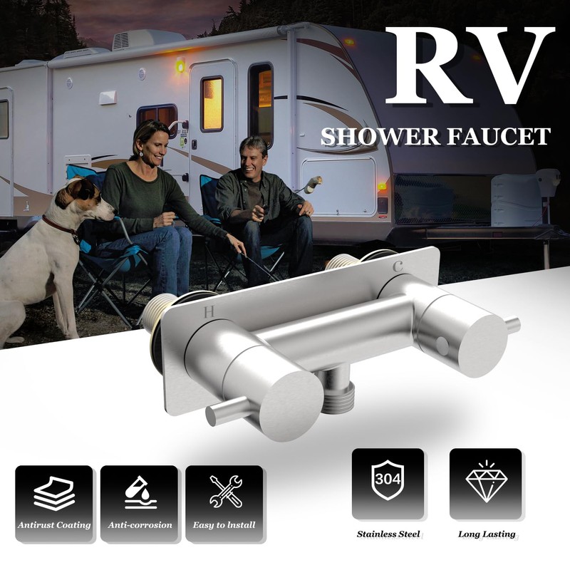 All Metal RV Shower Faucet, TONNY 4" Camper Shower Faucet