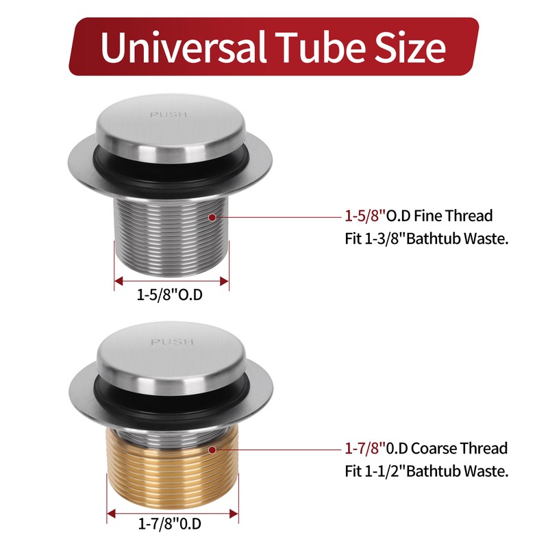 PRIMSOPH Tip-Toe Tub Drain Trim Kit with One Hole Overflow