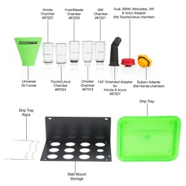 OEMTOOLS 87039 Universal Direct Fit Oil Funnel Set, Spill Proof Coolant Filling Kit, No Spill Funnel Set with Wall Mount