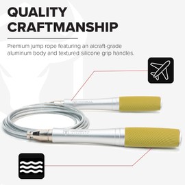 Cuerda de saltar para hombres y mujeres, ultra rápida, de alta velocidad, diseño autobloqueante sin tornillos con asas de aluminio y empuñaduras texturizadas de silicona, diseñada con precisión para