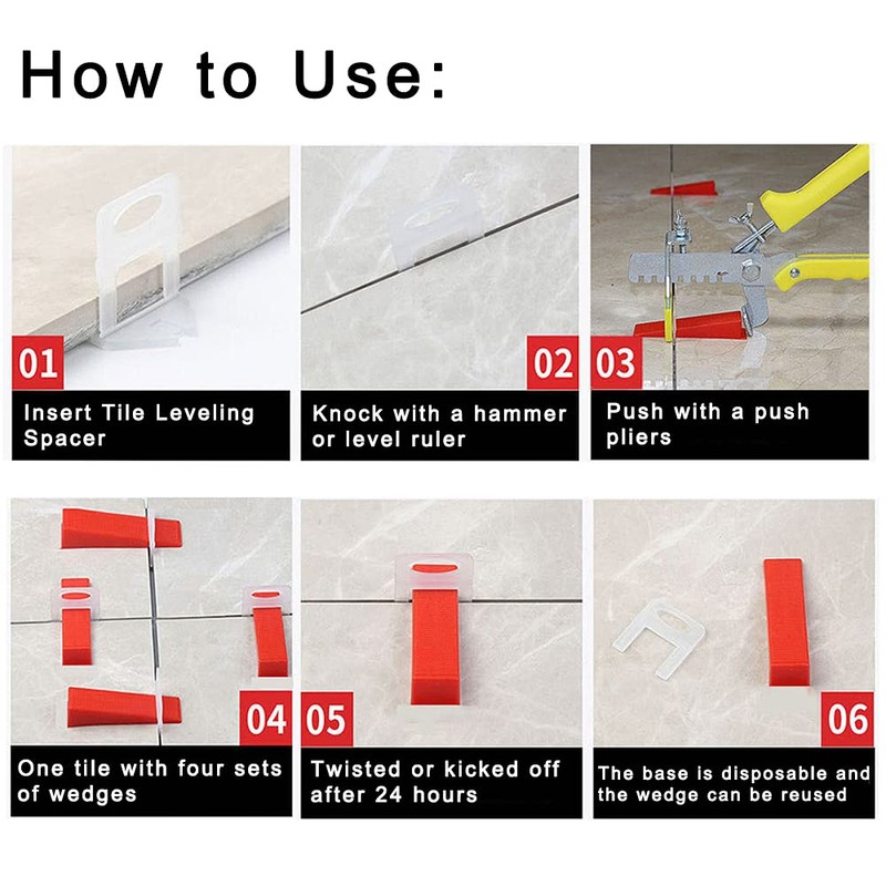Eowppue Tile Levelling Clips 1 mm 200 Pieces Tile Levelling