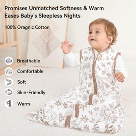 Unnivoll Baby Sleeping Bag 0.5 Tog 18-24 Months Summer Sleep Sack 100% Cotton Baby Sleep Bag Wearable Blanket for Newborn Infant Toddler Brown Sun