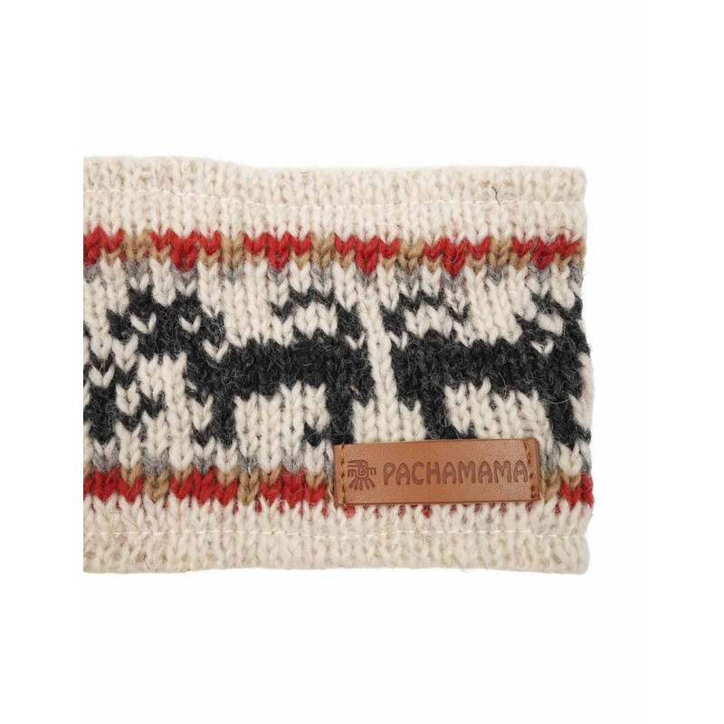 Pachamama Women Wool Ear Warmer Headband Fleece Lined Handknitted Black
