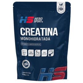 HS HERO SPORT Creatina Monohidratada Micronizada de Alta Pureza 1kg. Pre Entreno en Polvo. 5g de Creatina por Porción, 200 porciones, Scoop Incluído, 