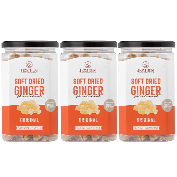 Homtiem Dried Crystallized Ginger 3lb ( 16 Ounce pack 3)Real