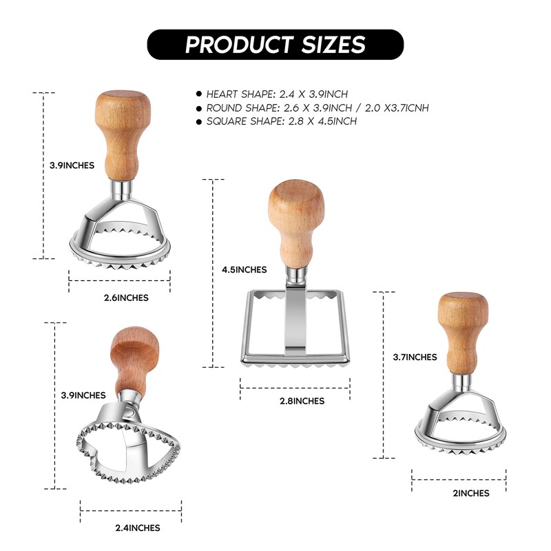 Ravioli Stamp Maker Cutter with Roller Wheel Set, Mold with