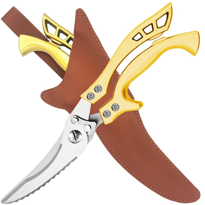 ANDONG Heavy Duty Kitchen Poultry Shears with Serrated Edge, Spring