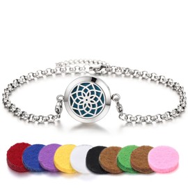 Essential Oil Diffuser Anklet Stainless Steel Aromatherapy Pendant Adjustable Anklet Set for Gift Mother's Day with 11 fillers (Multiple Style Options) XL102-4