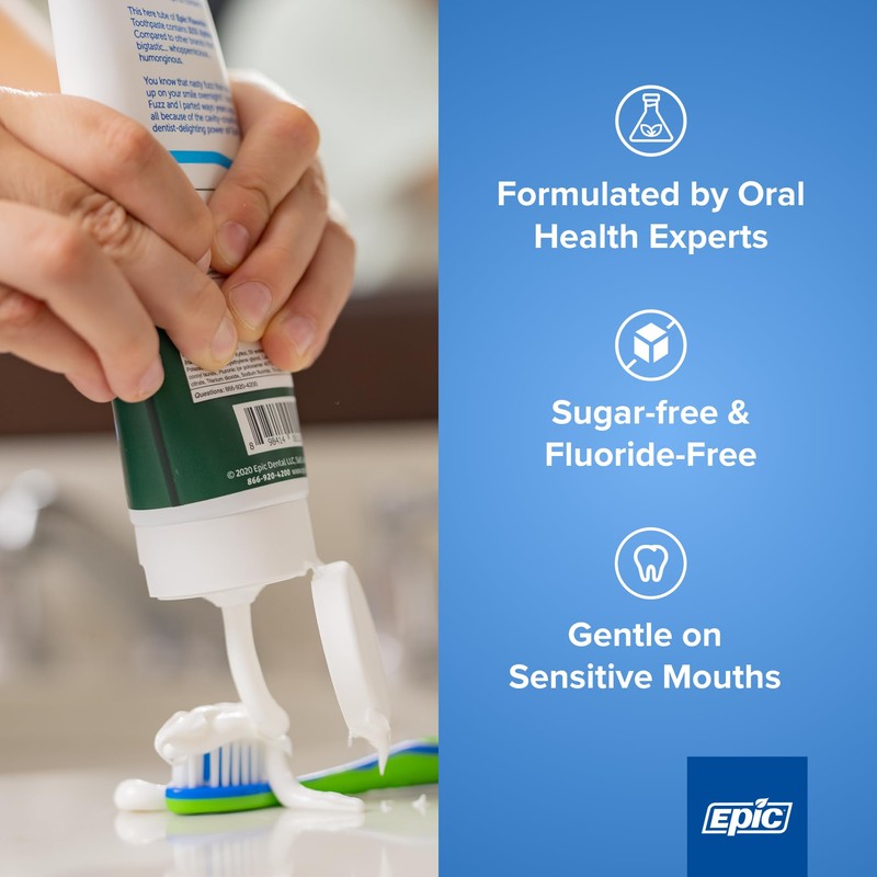Epic Xylitol Toothpaste for Adults - Fluoride-Free Toothpaste with 25%
